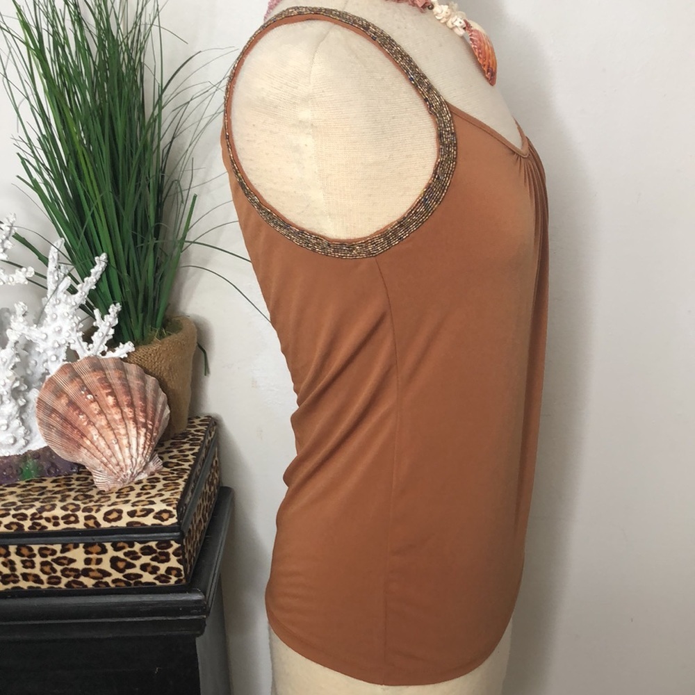 Y2K New York & Co Amber Stretch Knit Embellished Beaded Straps Tank Top Sz XS - Picture 5 of 11